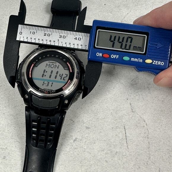 Casio Watch Mens 44mm Digital Lap Memory 100 World Time RFT-100 New Battery - Picture 9 of 10